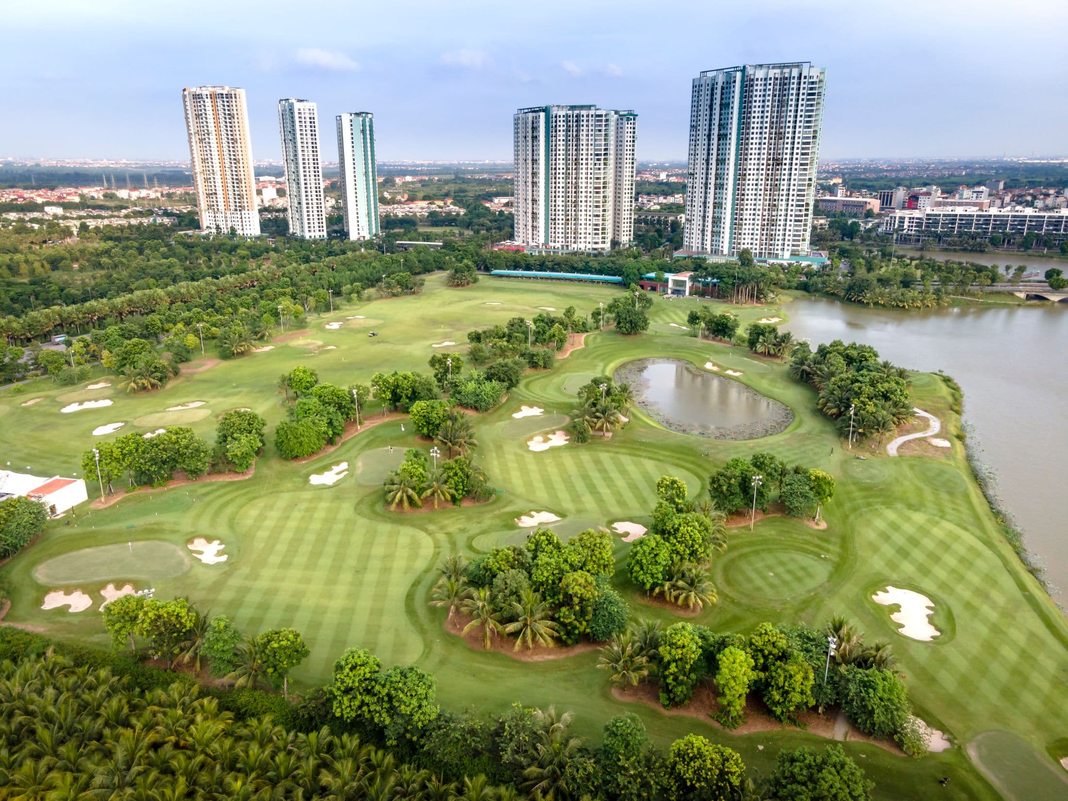 Aerial view of a golf course